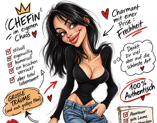 Verrücke Frau Karikatur